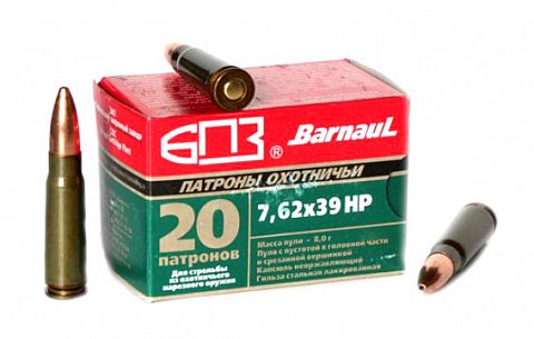 Патрон  БПЗ 7,62x39  HP лак.   8 гр. (20 шт.)