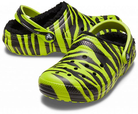 Сабо (Сандали) CROCS Classic Lined Animal Print Clog Lime (Punch / Black Croslite)
