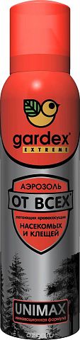 Аэрозоль-репеллент GARDEX Extreme от всех летающих кровососущих насекомых и клещей 150 мл