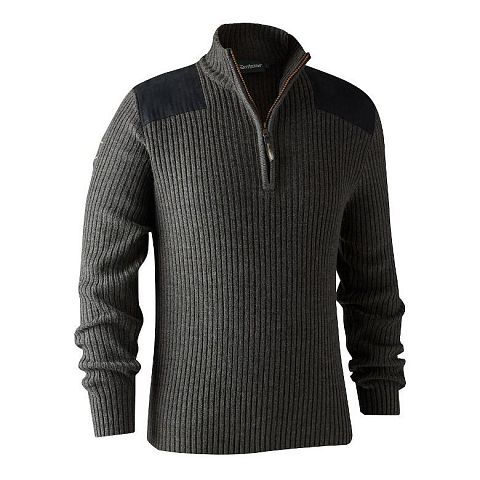 СВИТЕР DEERHUNTER ROGALAND ВЯЗАНЫЙ С ВОРОТНИКОМ НА МОЛНИИ DARK GREY MELANGE
