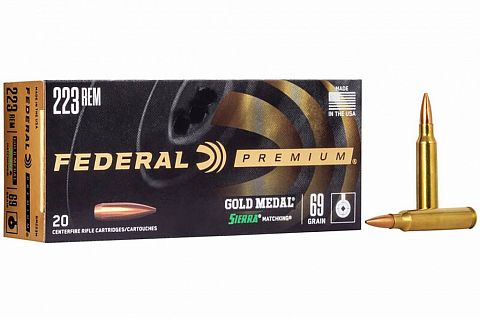 Патрон FEDERAL .223R  Gold Medal Sierra MatchKing BTHP  4.5г. (20 шт.)