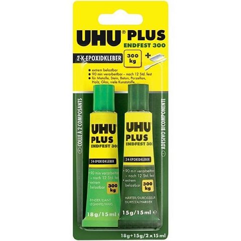 Эпоксидный двухкомпонентный сверхпрочный клей UHU-plus Endfest 90 min (алюм. тубы по 15 мл)